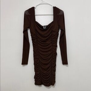 Windsor Chocolate Long Sleeve Ruched Dress